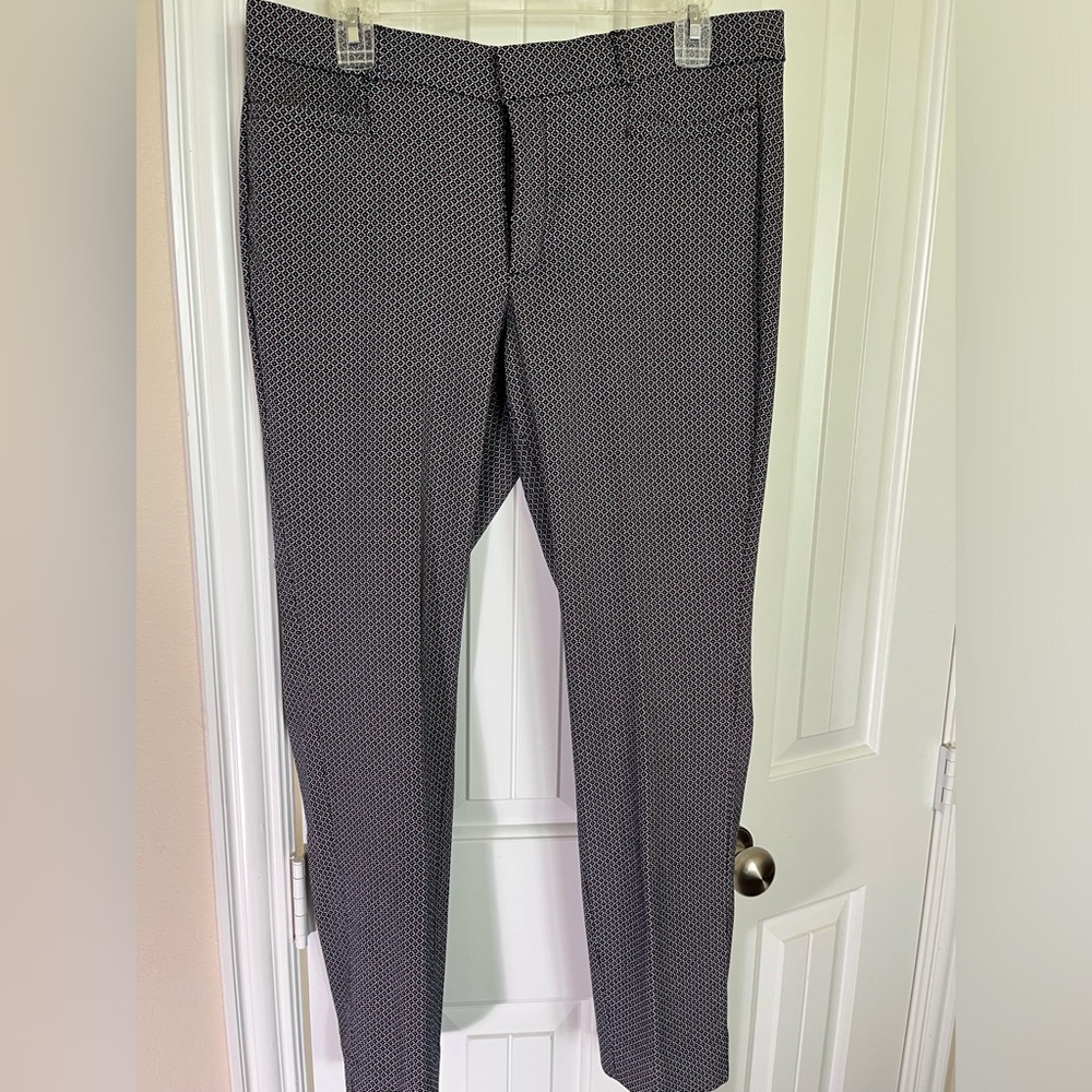 Blue, orange&white pattern Banana Republic straight legged ankle pants, size 10